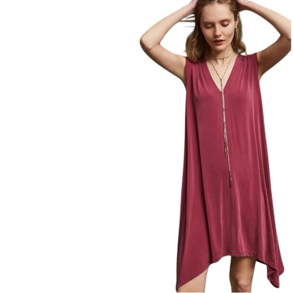Anthropologie Eri + Ali Briella Tunic‎ Dress XS Berry Red